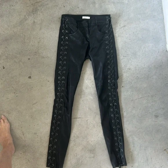 A.L.C. ‘Dent’ Black Lace-Up Leather Pants Size 2 - Picture 5 of 14
